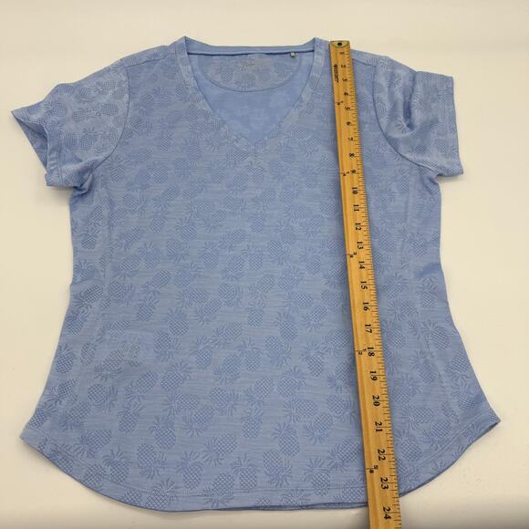 TOMMY BAHAMA Womens Island Zone V-Neck T- Shirt Size S Blue Pineapple Summer - Picture 7 of 7